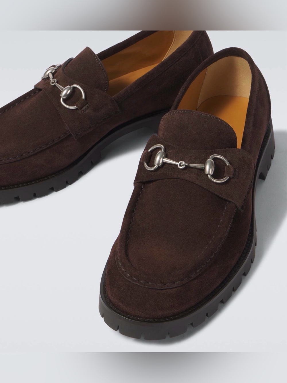 Gucci Brown Suede Horsebit Loafers perfect condition